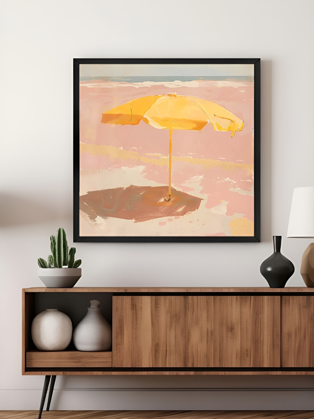 999Store Pink & Yellow Minimalist Canvas Wall Art