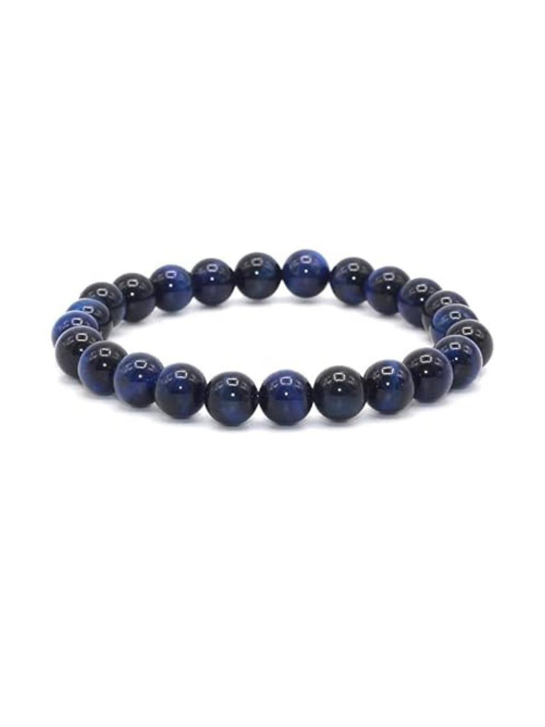 VIBESLE Unisex Blue Tiger Eye Crystals Beaded Bracelet