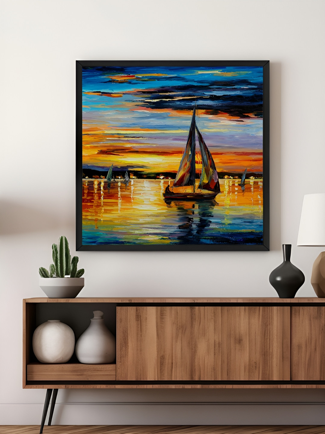 999Store Blue & Orange Canvas African Culture Wall Art