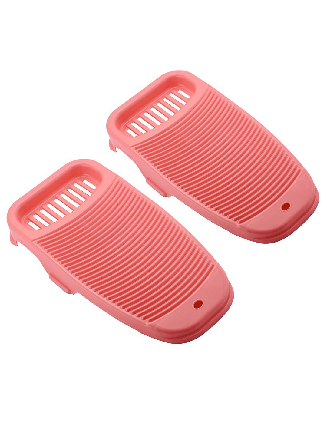 Kuber Industries 2 Pcs Pink Plastic Hand Washboard for Washing Clothes with Soap Holder