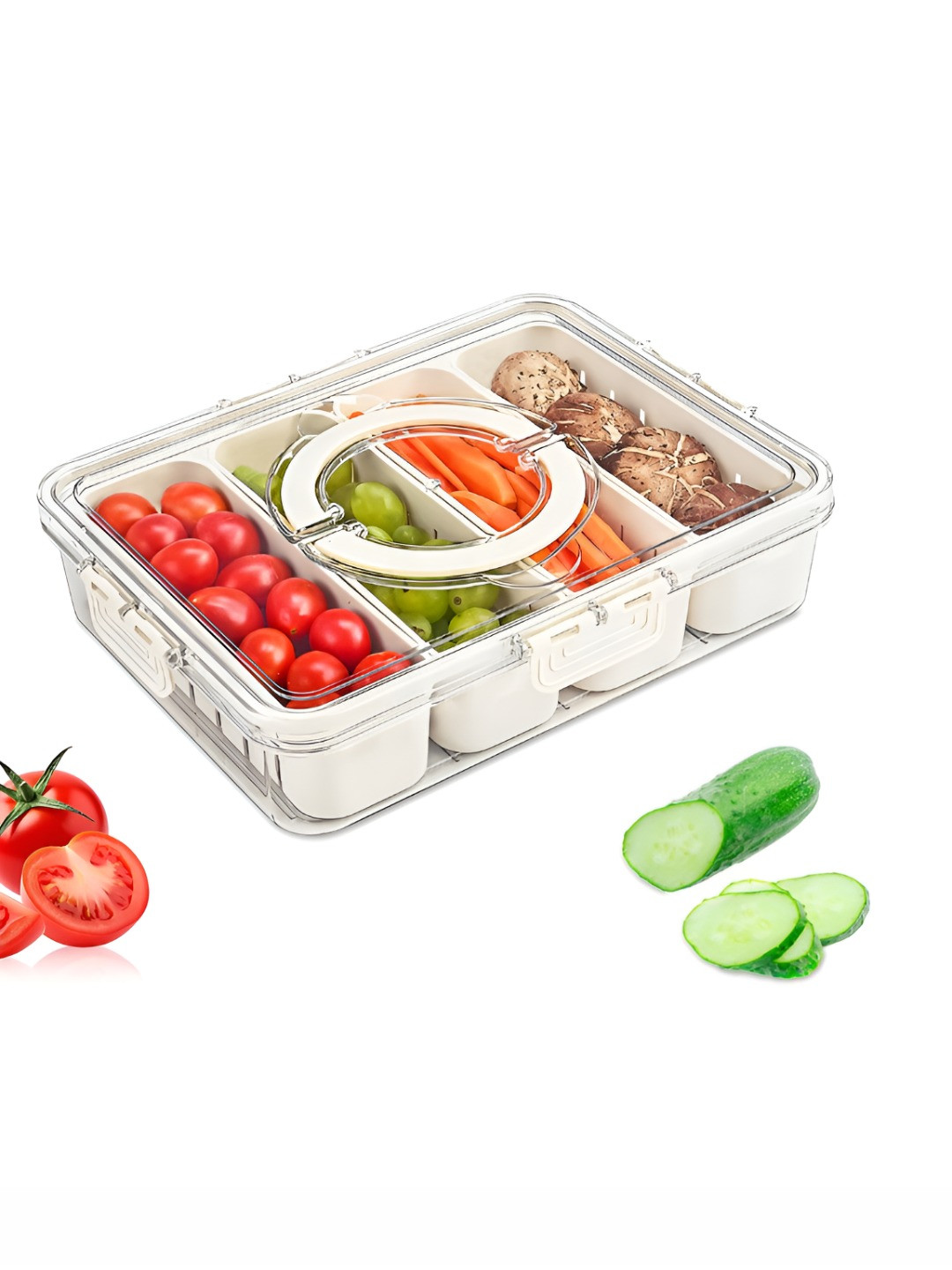 RUBOXA White Refrigerator Safe Fridge Container With 4 Removable Boxes