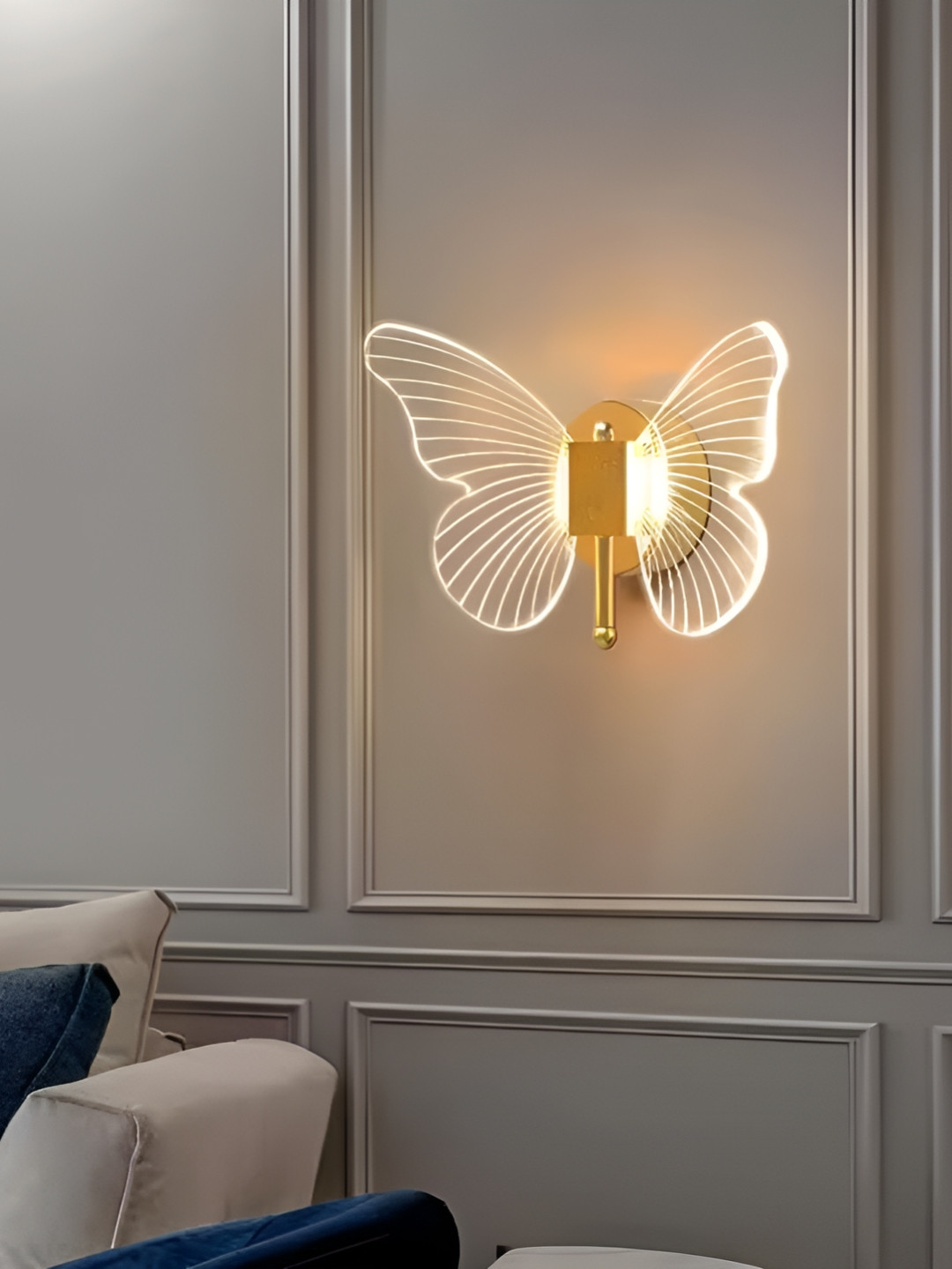 GAUVIK Gold-Toned Textured Acrylic Contemporary Led Butterfly Shaped Wall Lamp