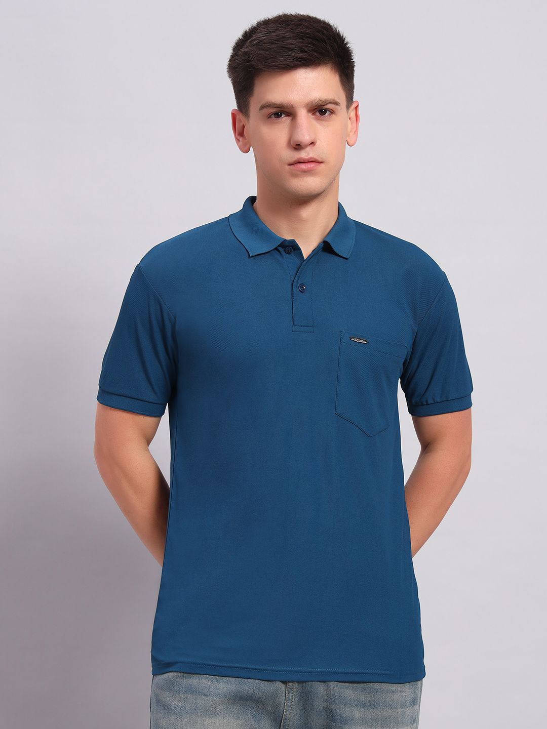 BLACK BLINK Polo Collar Cotton Slim Fit T-shirt