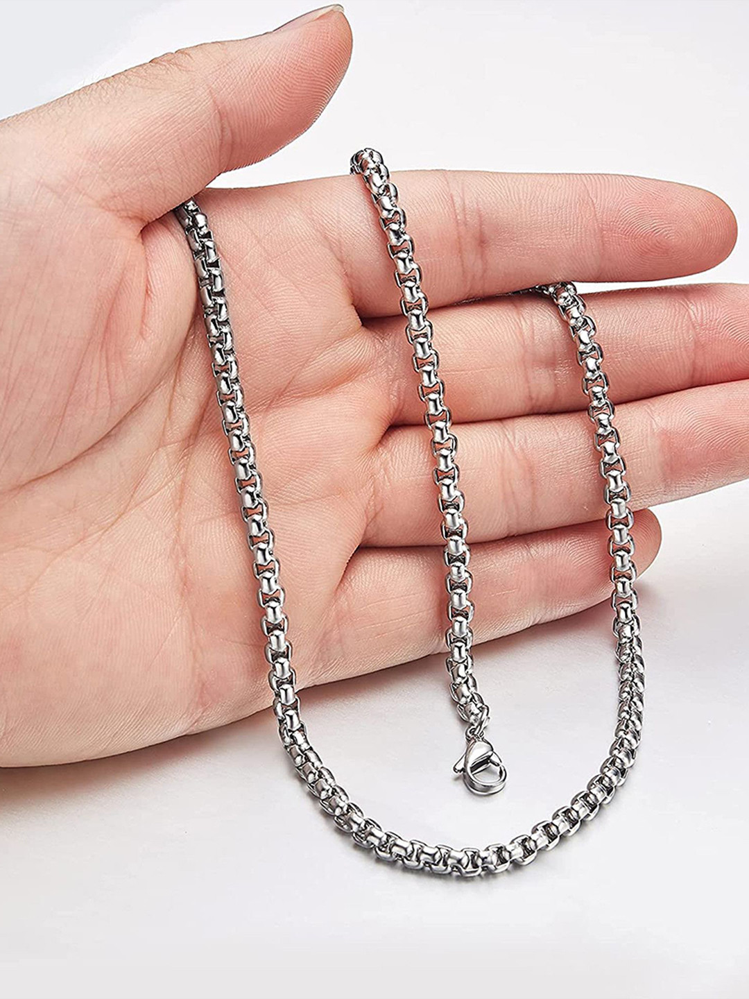 APUNKA D FASHION Men Stainless Steel Silver-Plated Chain