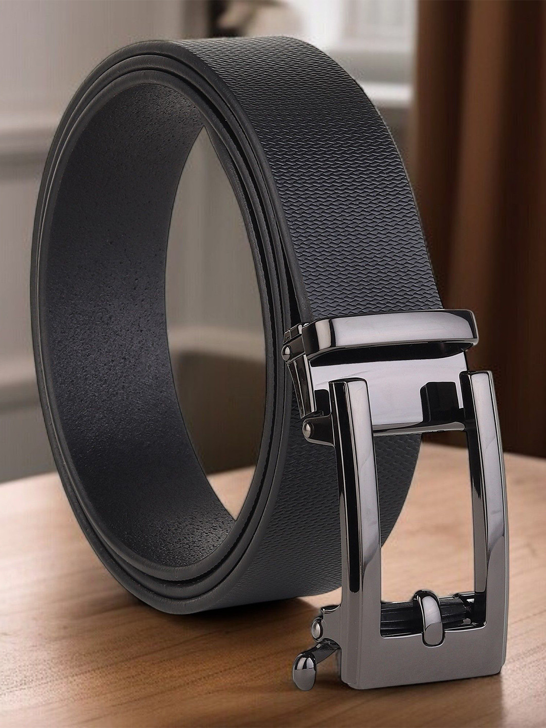 Provogue Men Textured Leather Formal Belt AEXO-246-BL