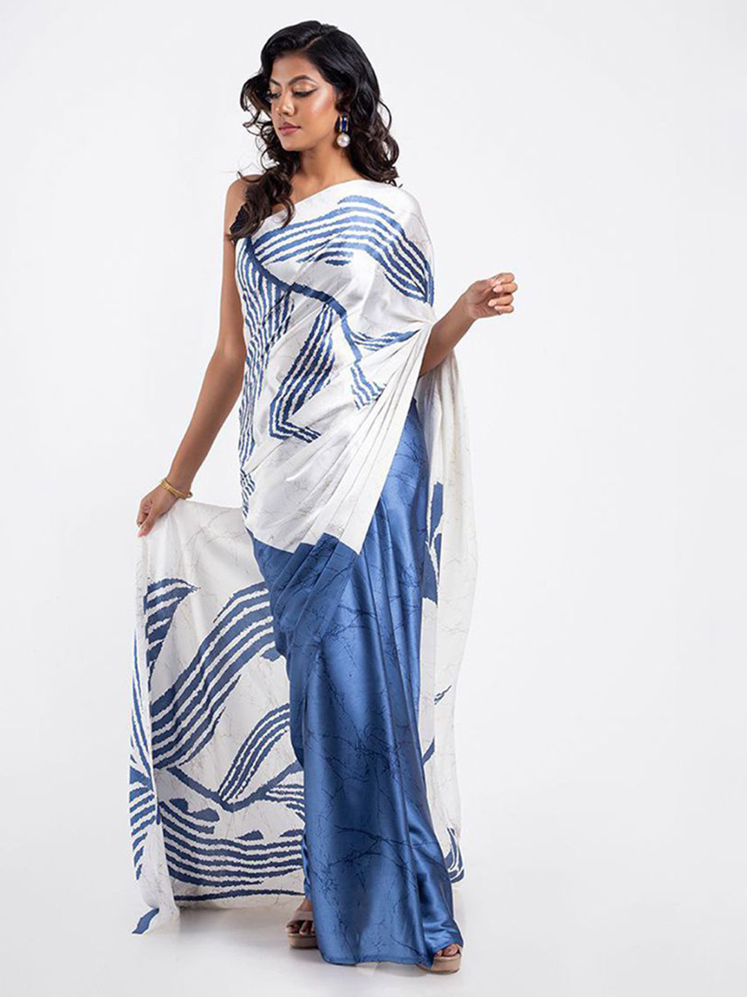 ASISA Satin Colourblocked Saree