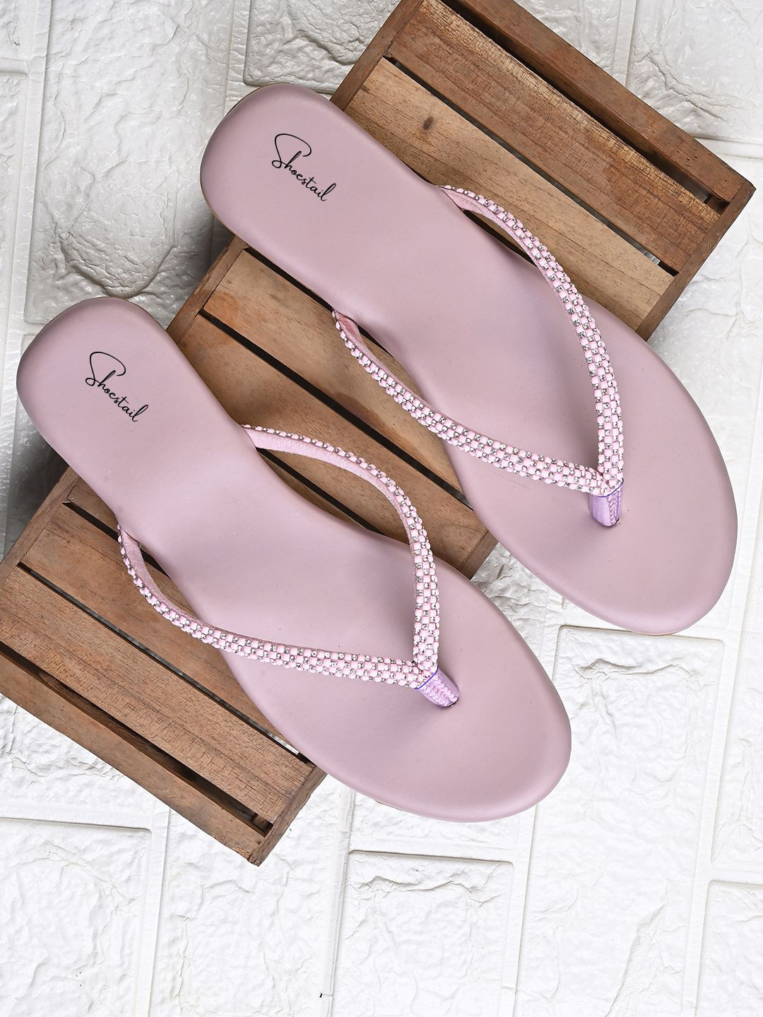 Shoestail Women Embellished T-Strap Flats