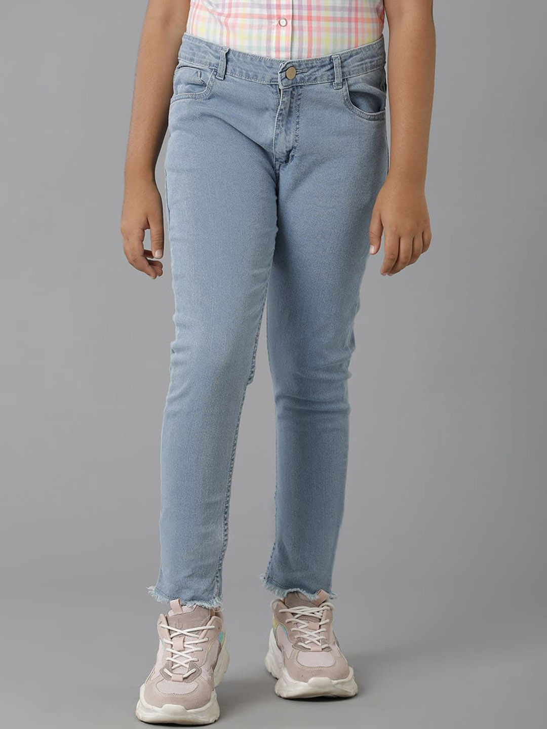 UNDER FOURTEEN ONLY Girls Mid-Rise Clean Look Non Stretchable Cotton Jeans