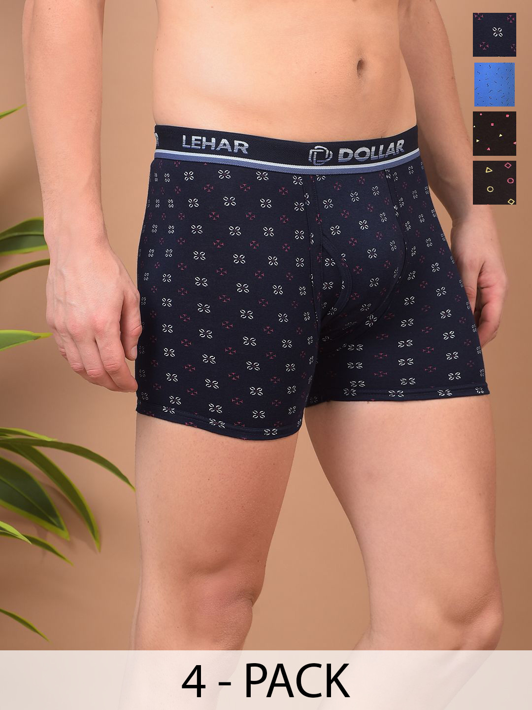 Dollar Pack Of 4 Assorted Combed Cotton Trunks MLHTR-06-P-ASSORT1-PO4