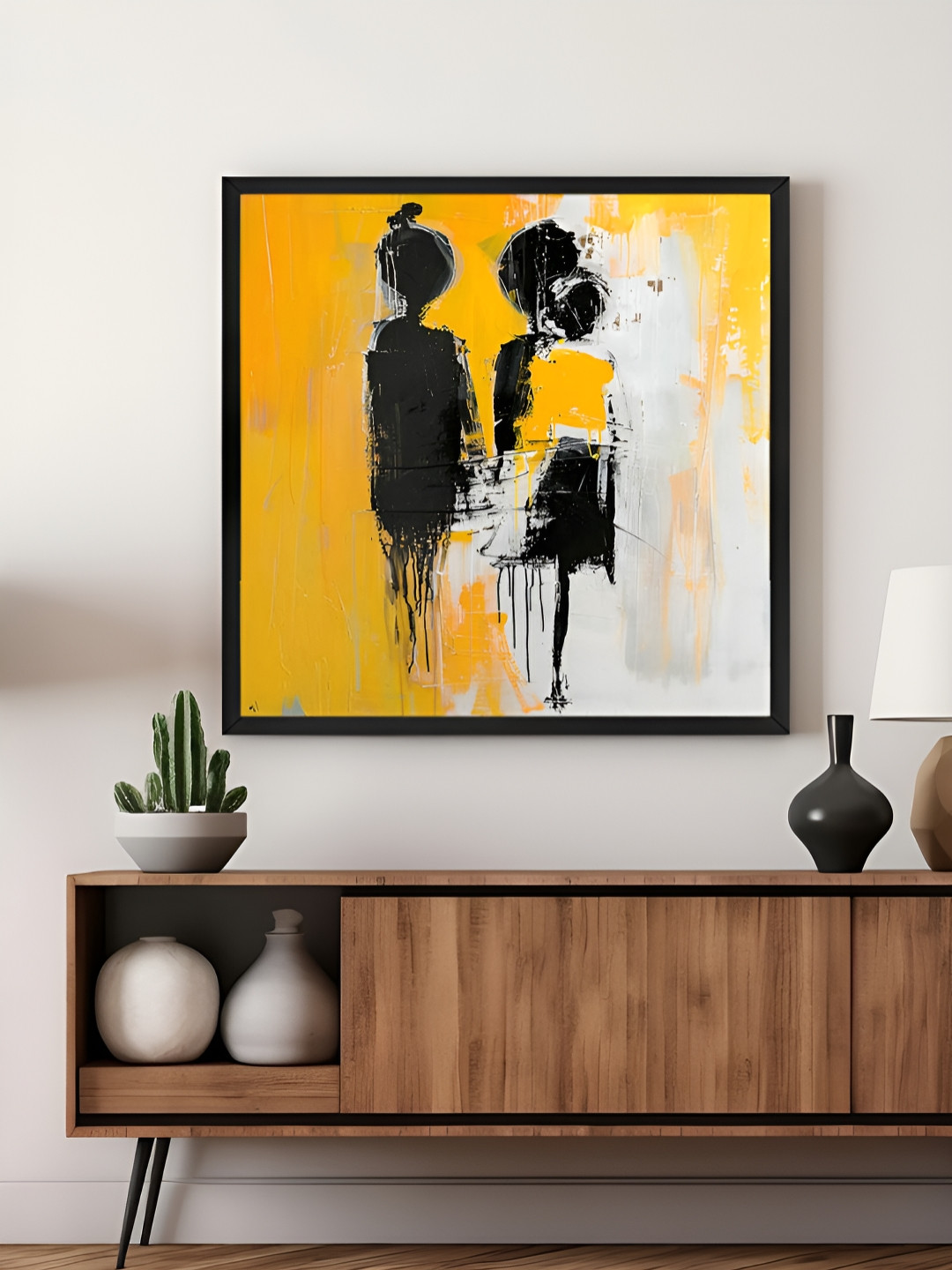 999Store Yellow & White Canvas Silhouettes Wall Art
