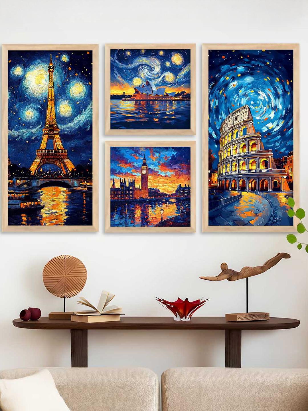 WALLLANE Brown 1 Piece Framed Wooden Abstract Wall Painting  Square Art for Home Decor