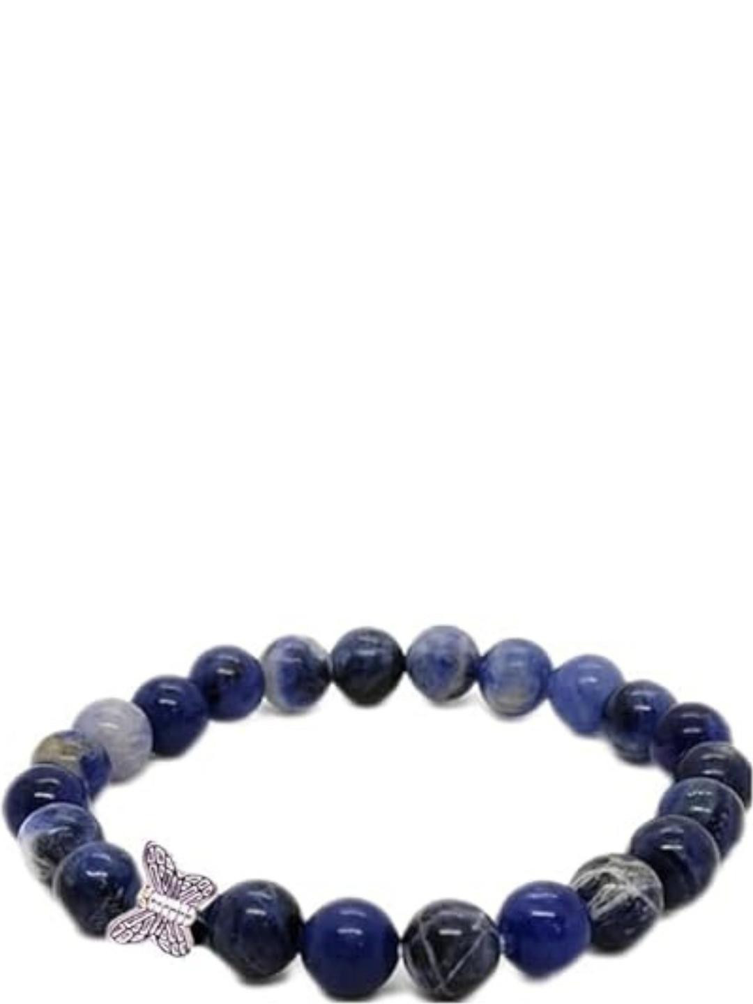 VIBESLE Blue Ceramic Butterfly Bead Studded Bracelet