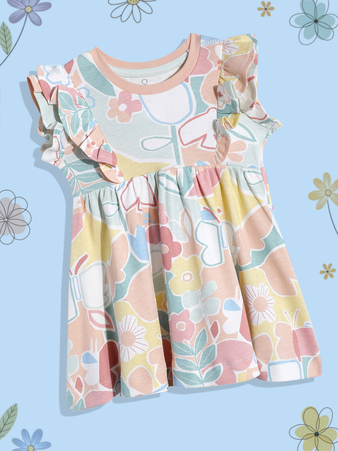 mothercare Floral Print Flutter-Sleeve Dress
