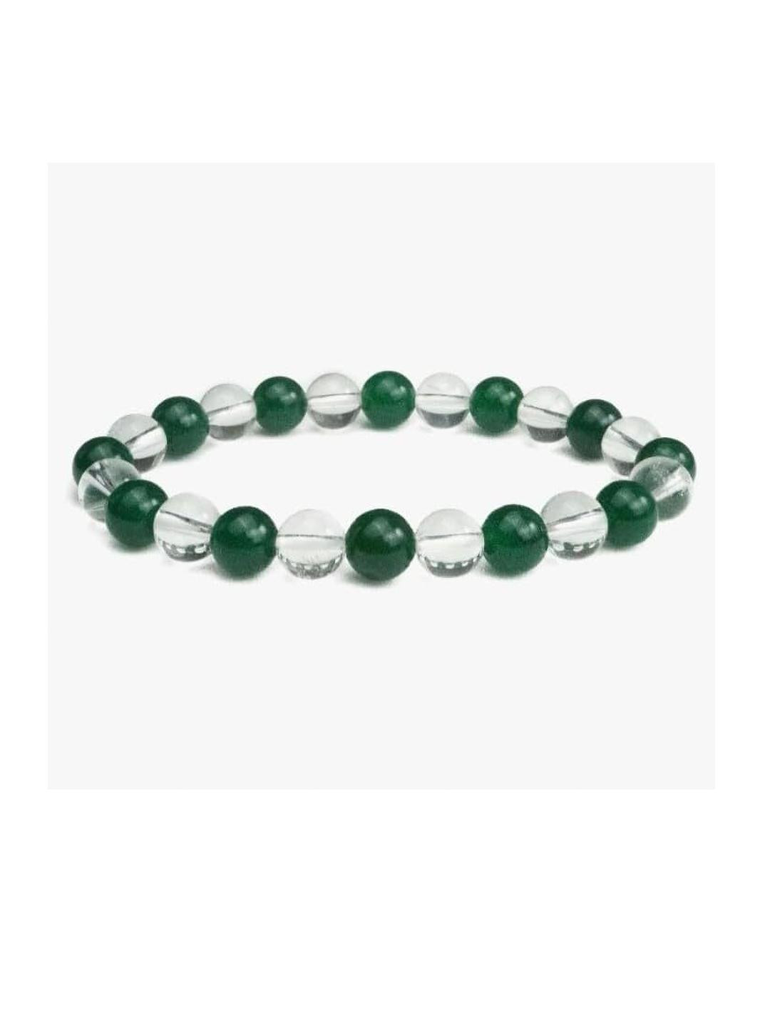 VIBESLE Unisex Clear & Aventurine Crystals Bracelet