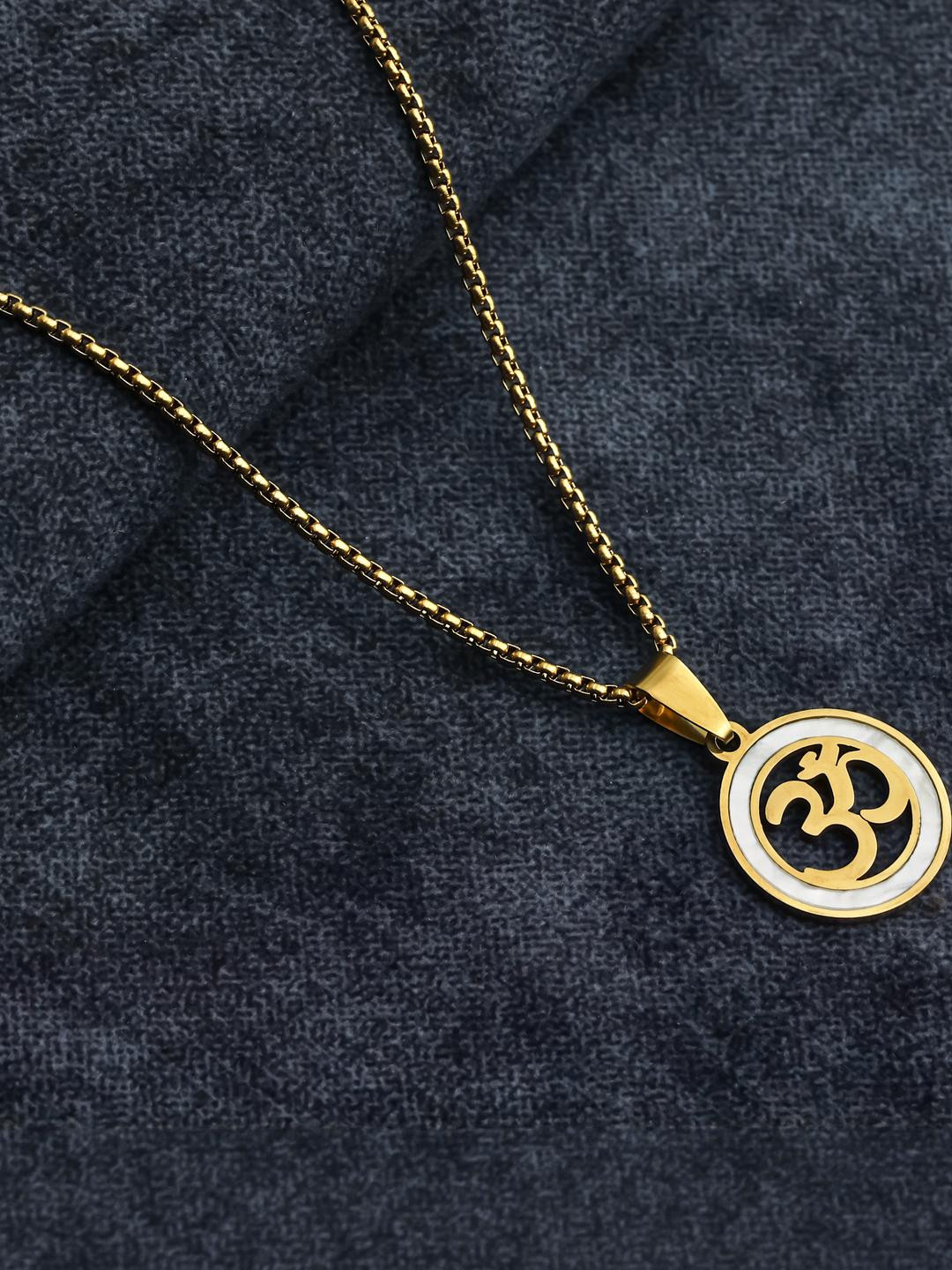 Nikza Exclusive Men's Gold-Plated Circular Pendant with Chain