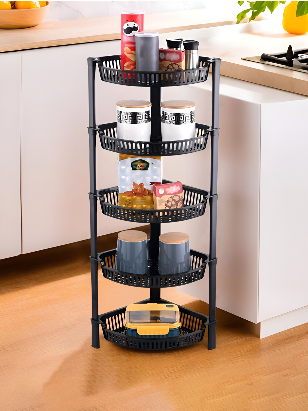 RUBOXA Black Kitchen 5 Tier Multi-Utility Organisers
