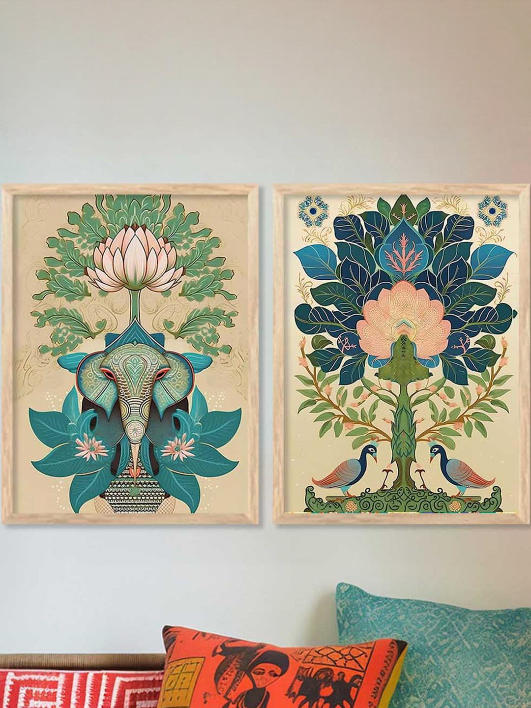 WALLLANE Traditional Wall Art Poster With Frame ( 2 Piece)