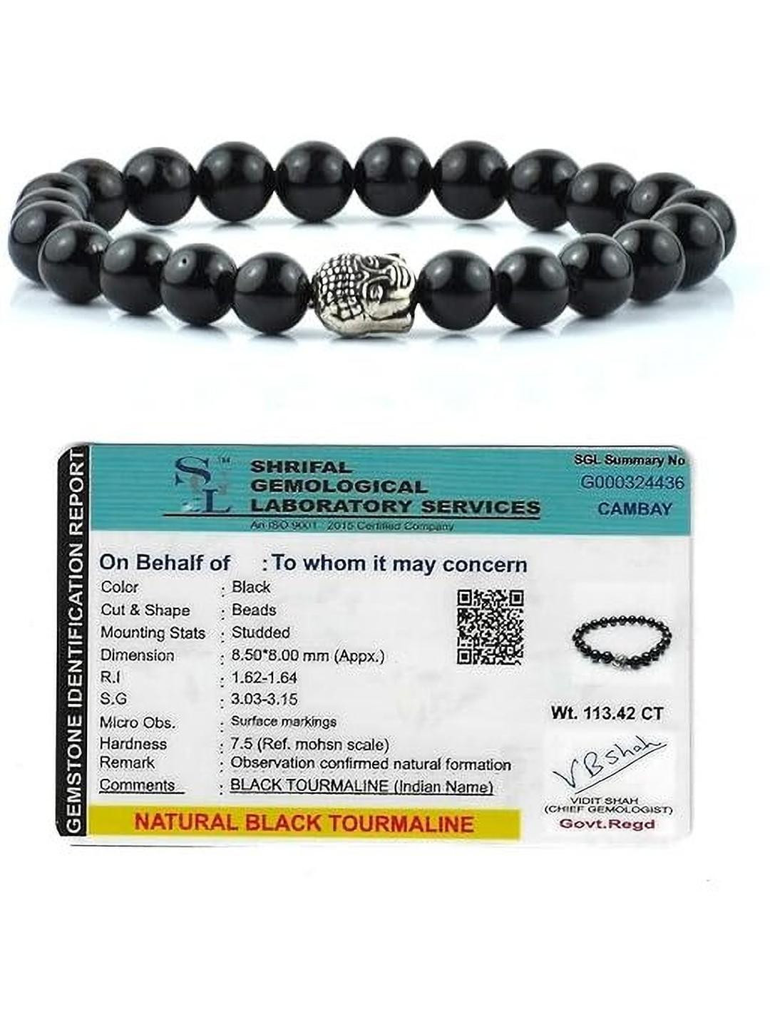 VIBESLE Unisex Tourmaline And Budha Beads Bracelet