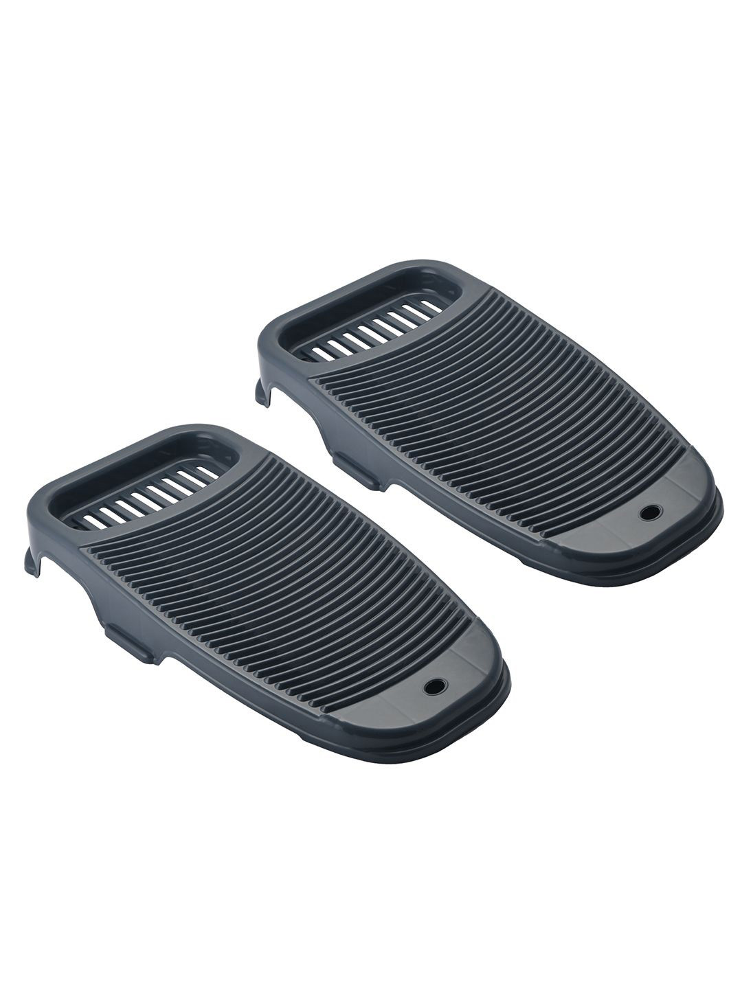 Kuber Industries 2 Pcs Grey Plastic Hand Washboard for Washing Clothes with Soap Holder