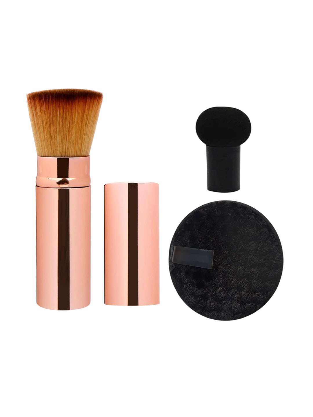 Facejewel Set Of 3 Mushroom Puff With Portable Face Brush & Remover