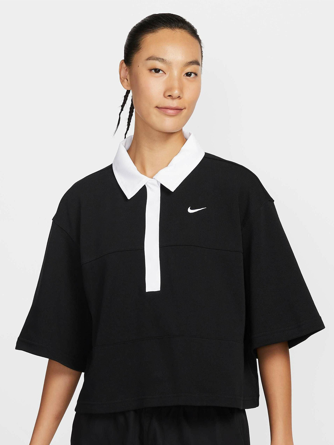 Nike Sportswear Women Oversized Short-Sleeve Polo Cotton Top