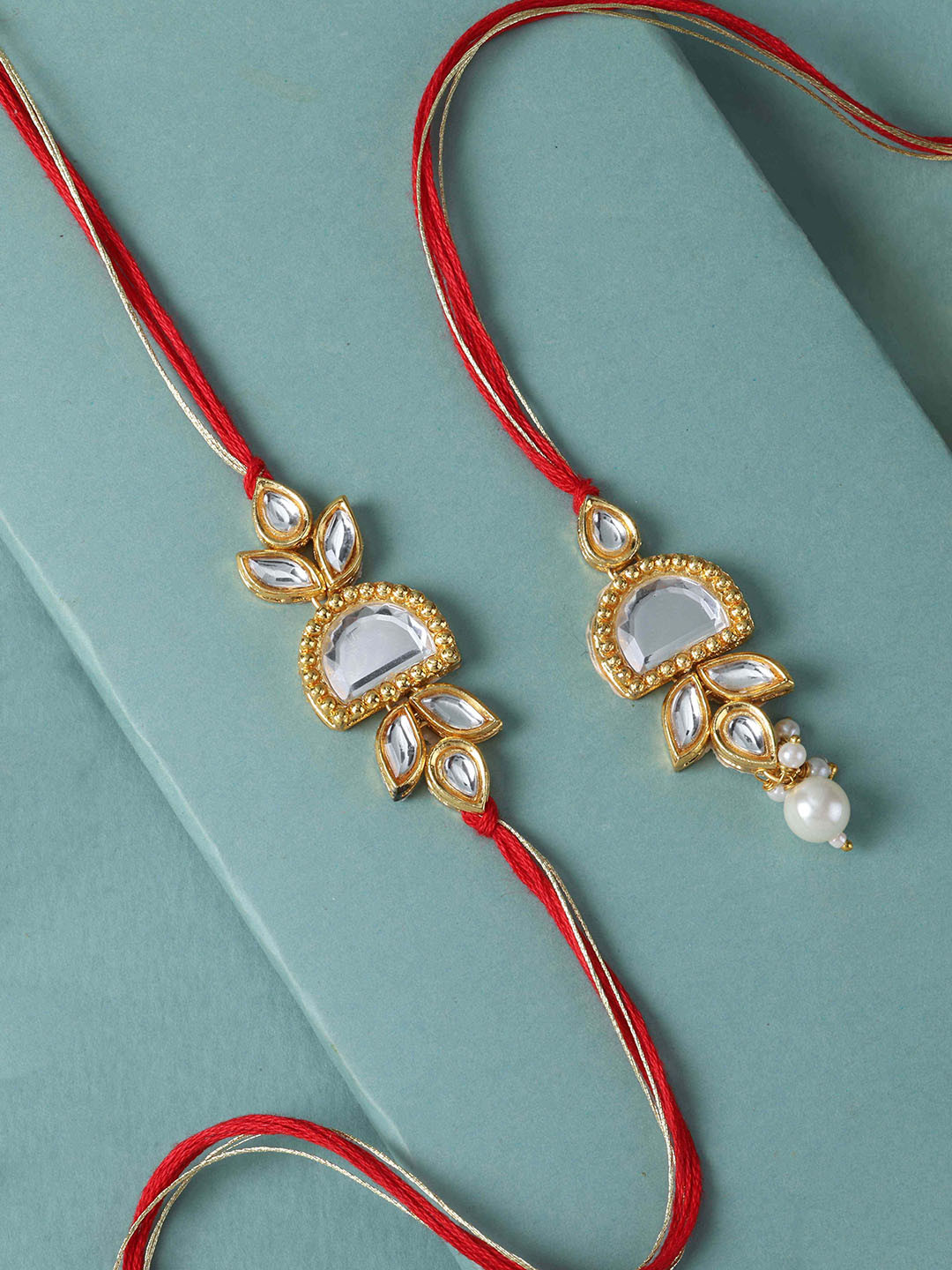 fnp Artificial Stones Studded & Beaded Royal Charm Bhaiya-Bhabhi Rakhi