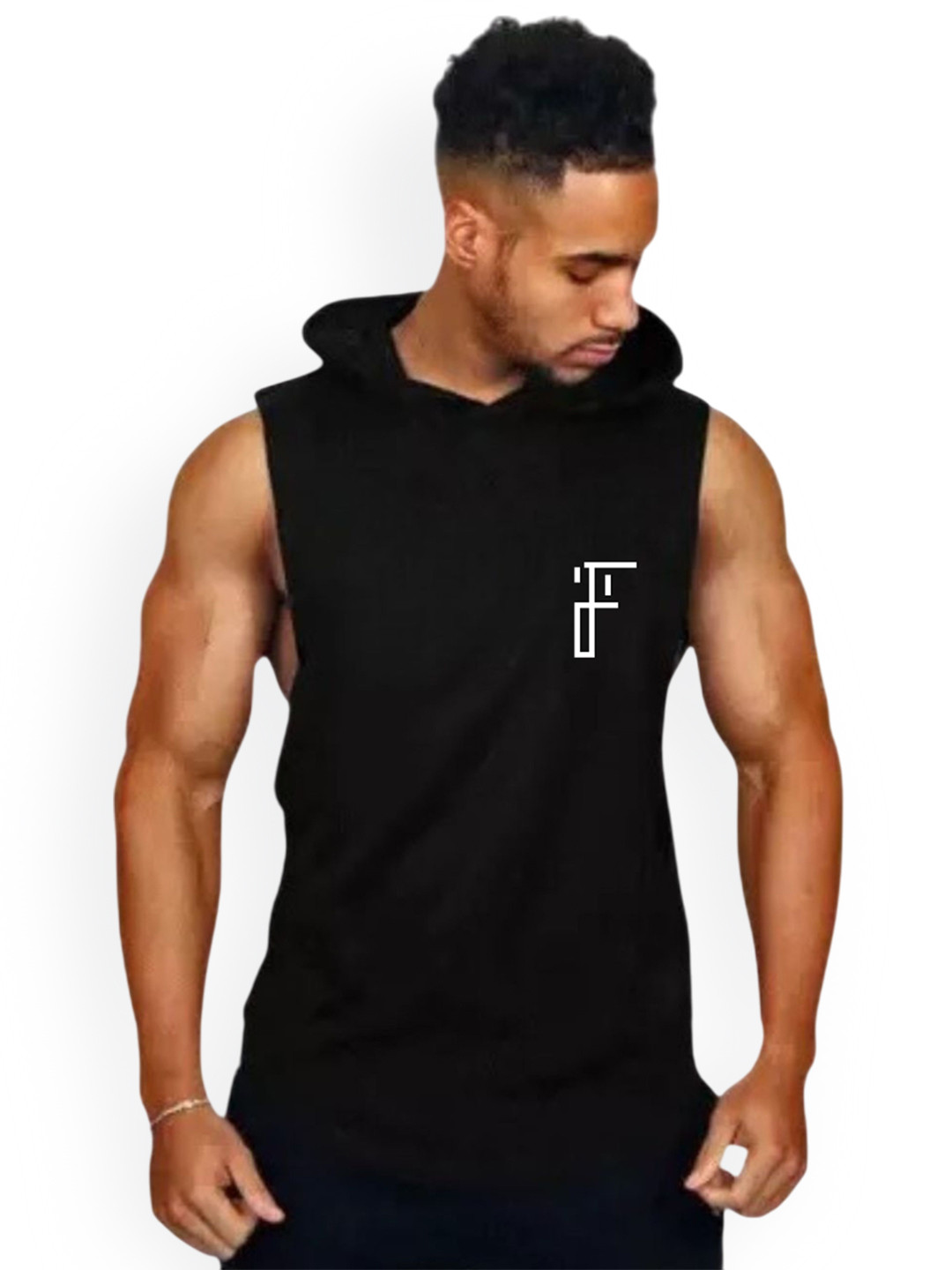 Fashnobic Make Me Simle Back Printed Hooded GymVest FB-105_Back_pt-86