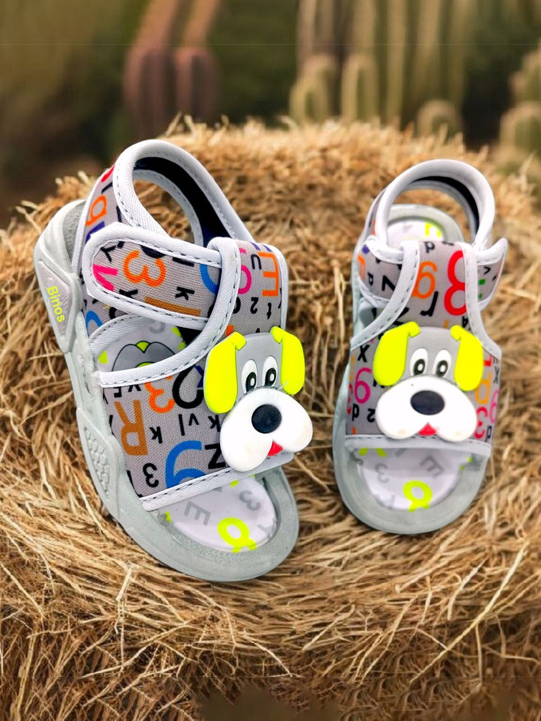 Binos Kids Printed Sports Sandals with Velcro Closure