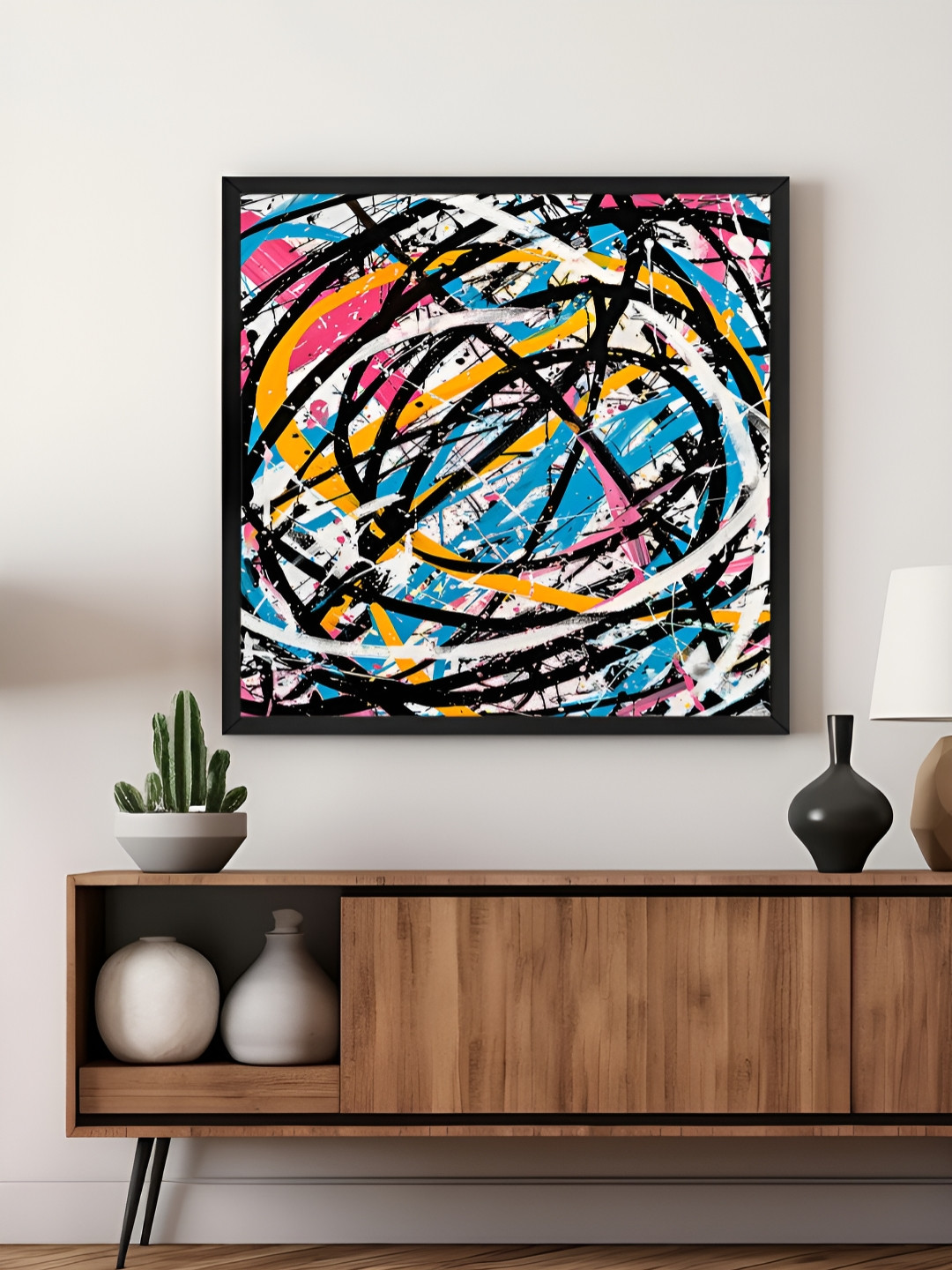 999Store Black & Pink Abstract Lines Canvas Wall Art
