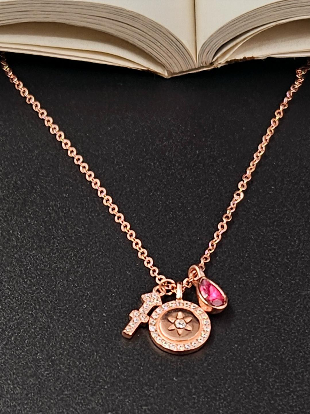 PARASMONI Women's Rose Gold Pleated Circular Pendant & Chain