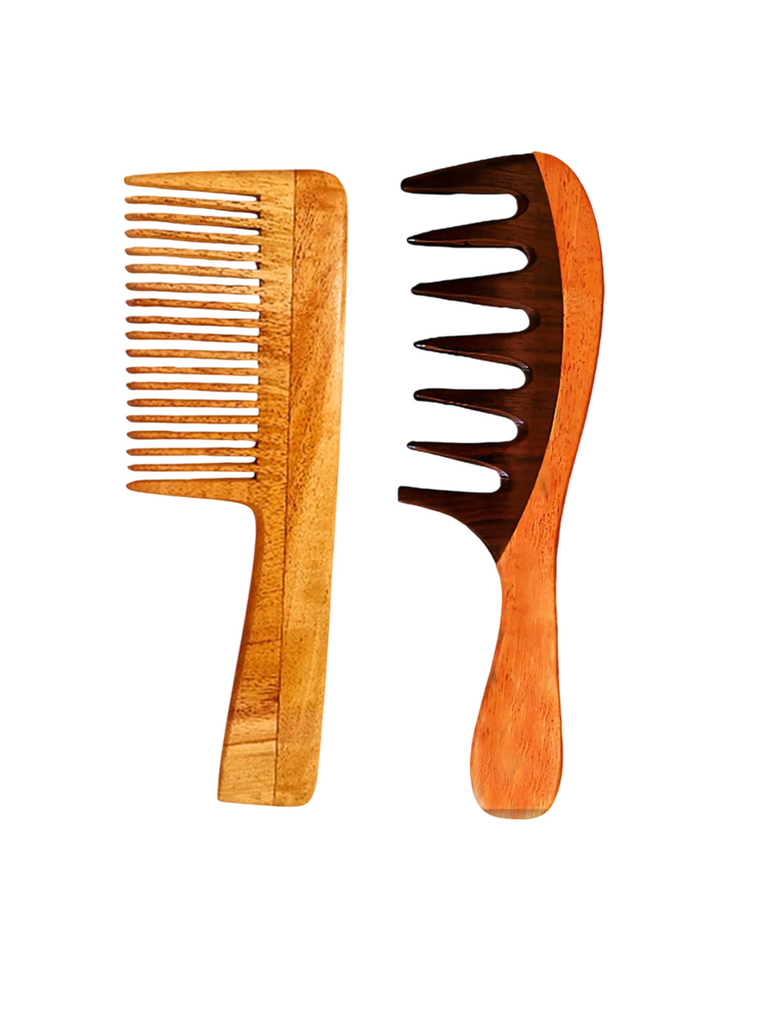 RUFIYS Set Of 2 Rose Wood & Neem Wide Tooth Hair Comb
