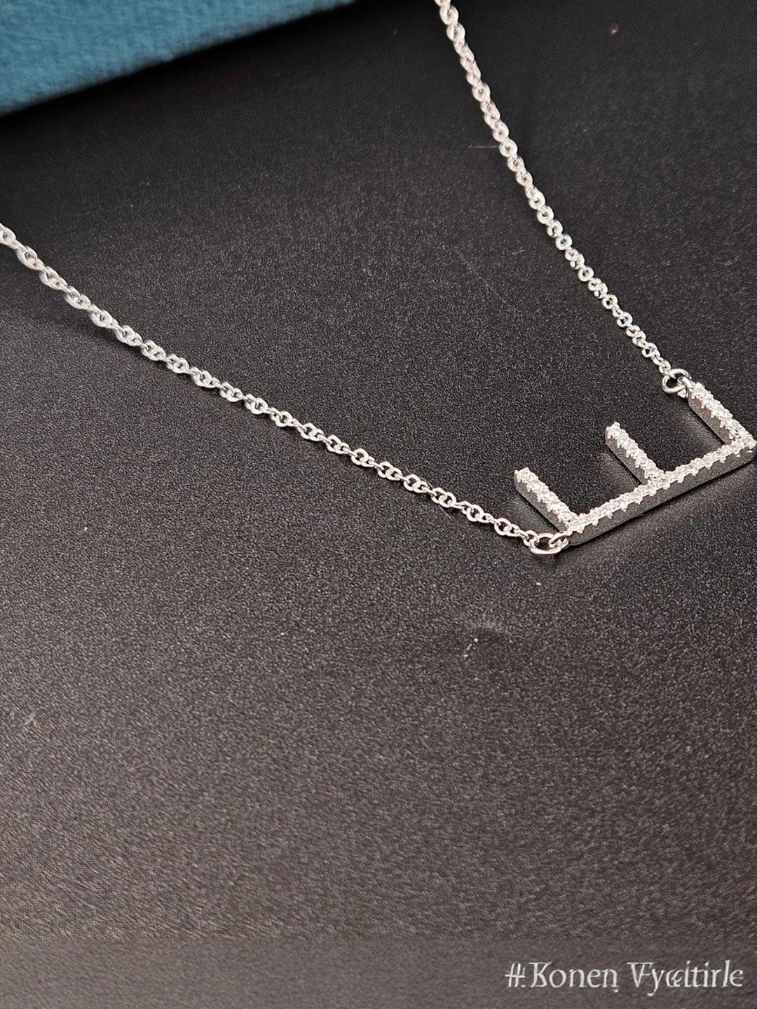 PARASMONI Women Silver E Shaped Pendant