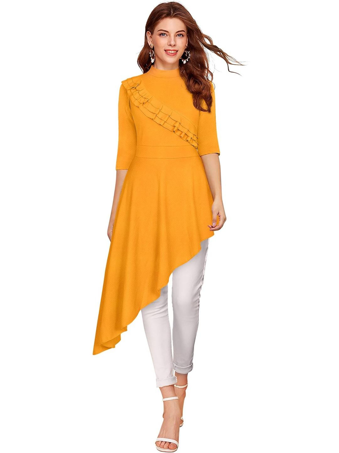 MG FASHION Yellow Polyester Dresses