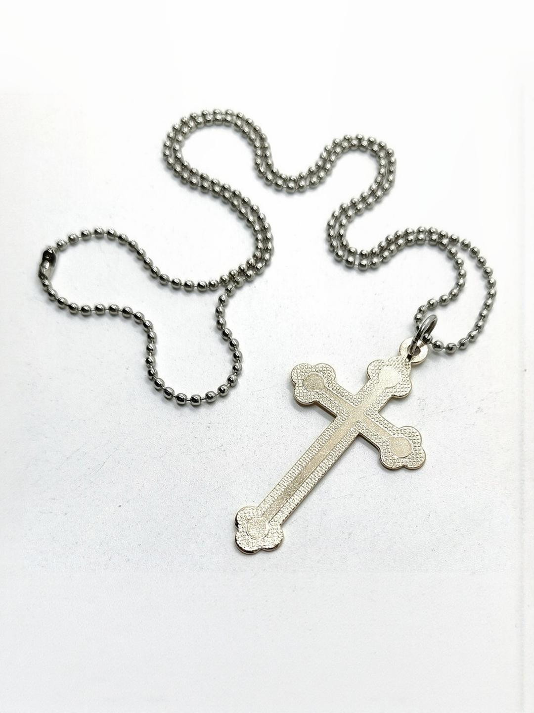 Dynamic Retail Global Men's Silver-Tone Cross Pendant