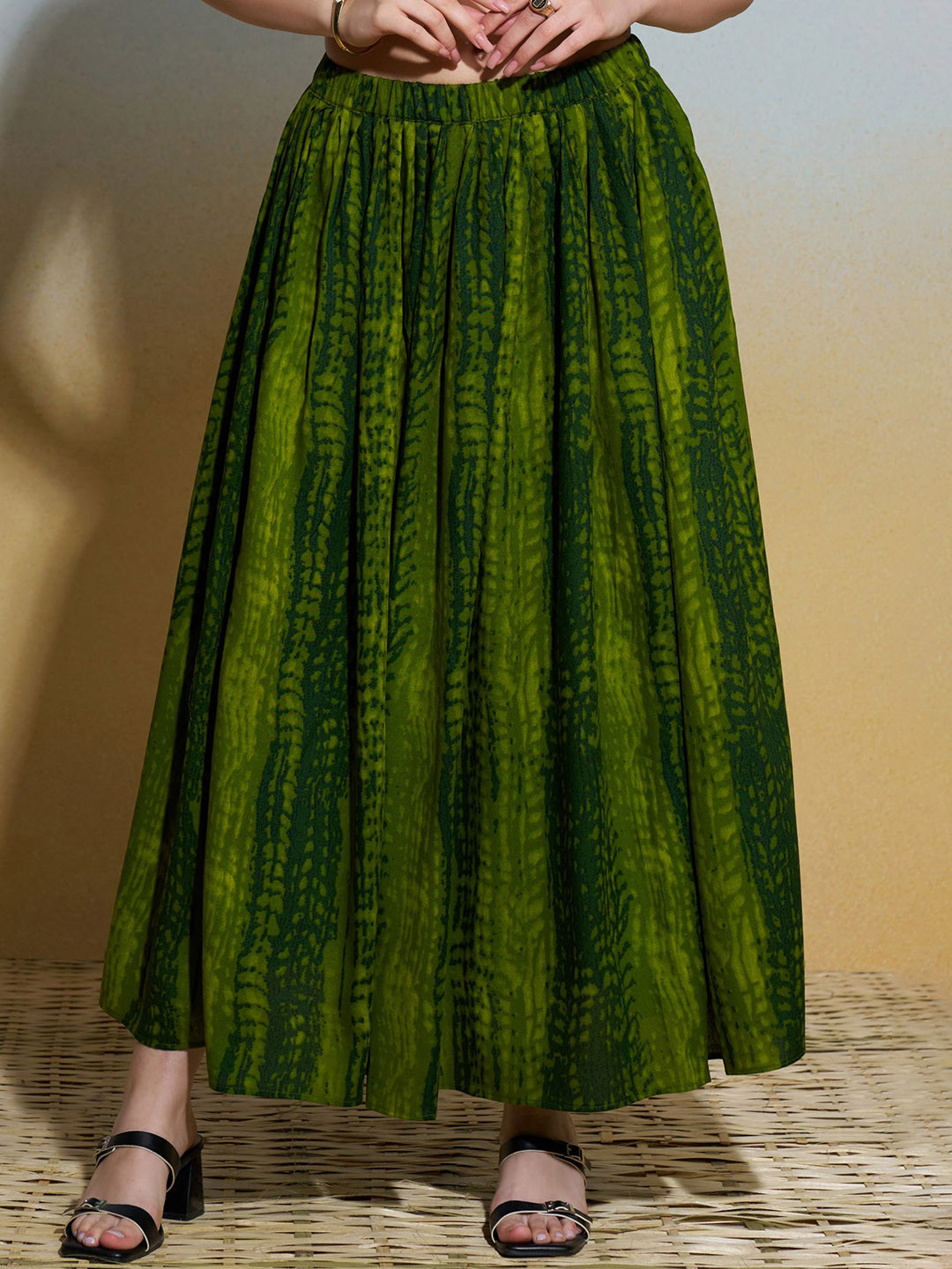 FLOWERVELLY Printed A-Line Maxi Skirt