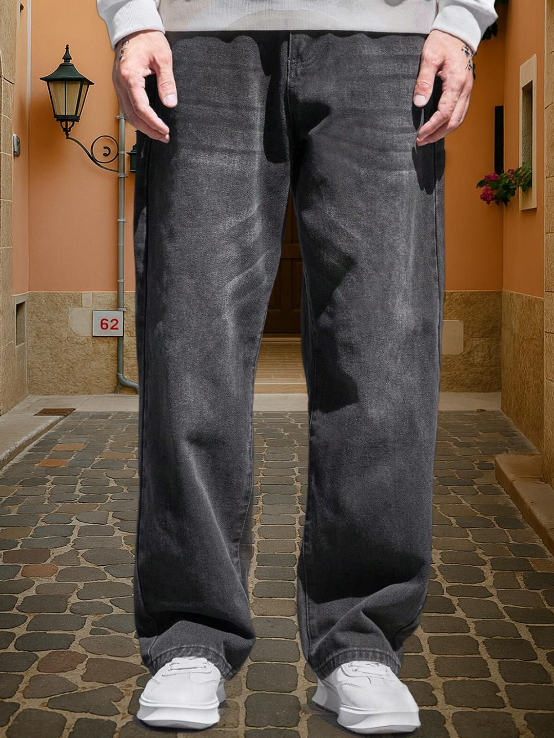 FUDE PRIDE Men Mid-Rise Light Fade Baggy Stretchable Jeans