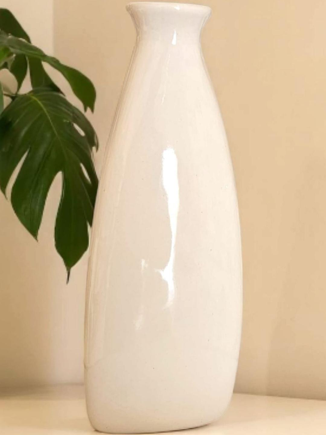 ARTISANS BAZAR Triangular Shape Bottle 7 inch Ceramic Vase