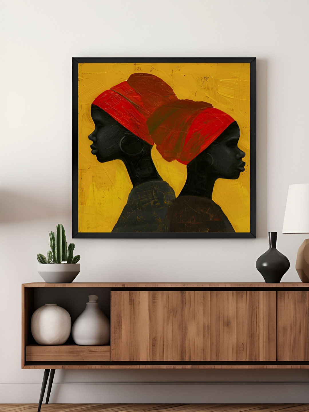 999Store Yellow & Red African Silhouette Canvas Wall Art