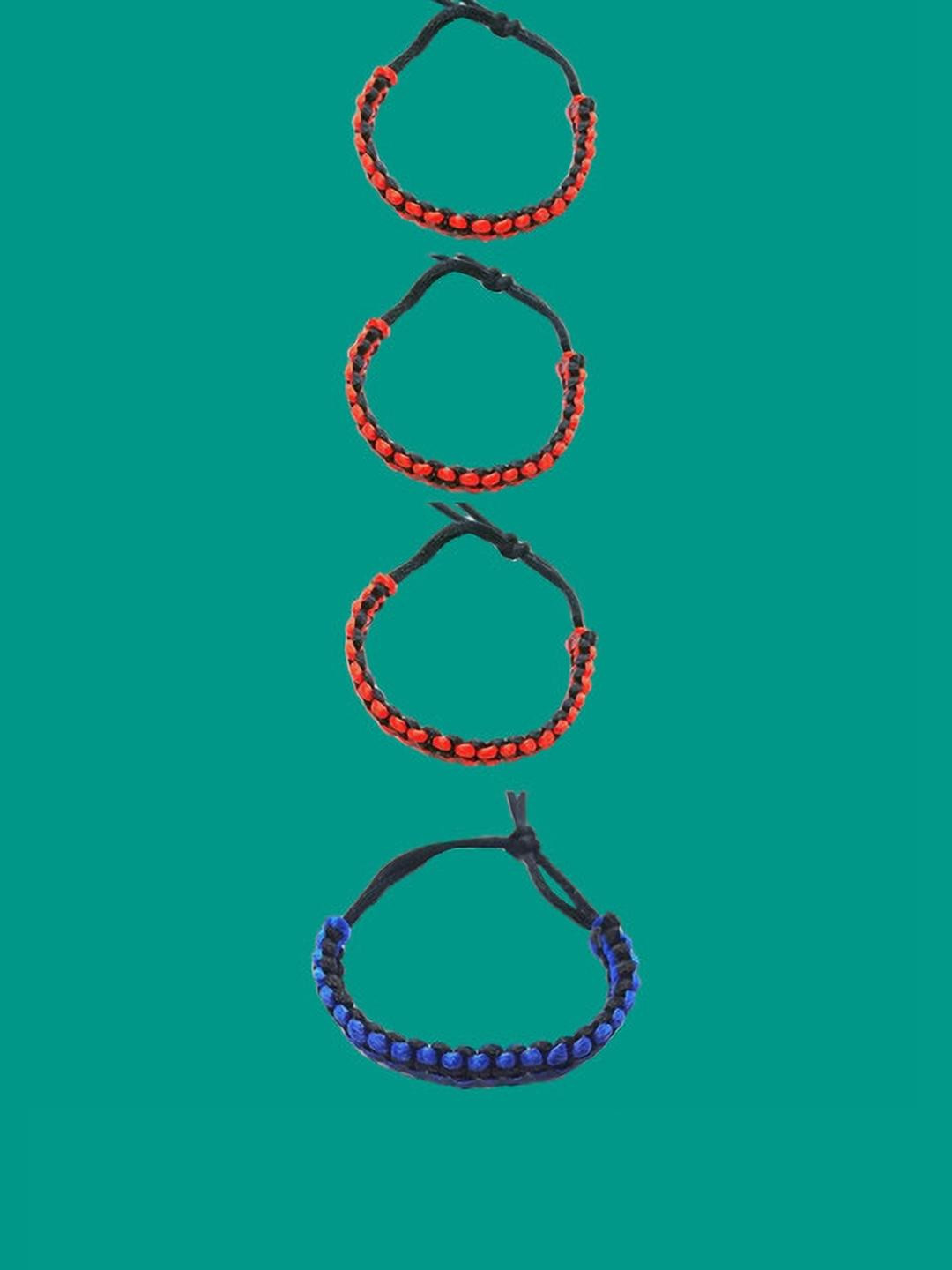 Dynamic Retail Global Set of 4 Red & Blue Bracelet