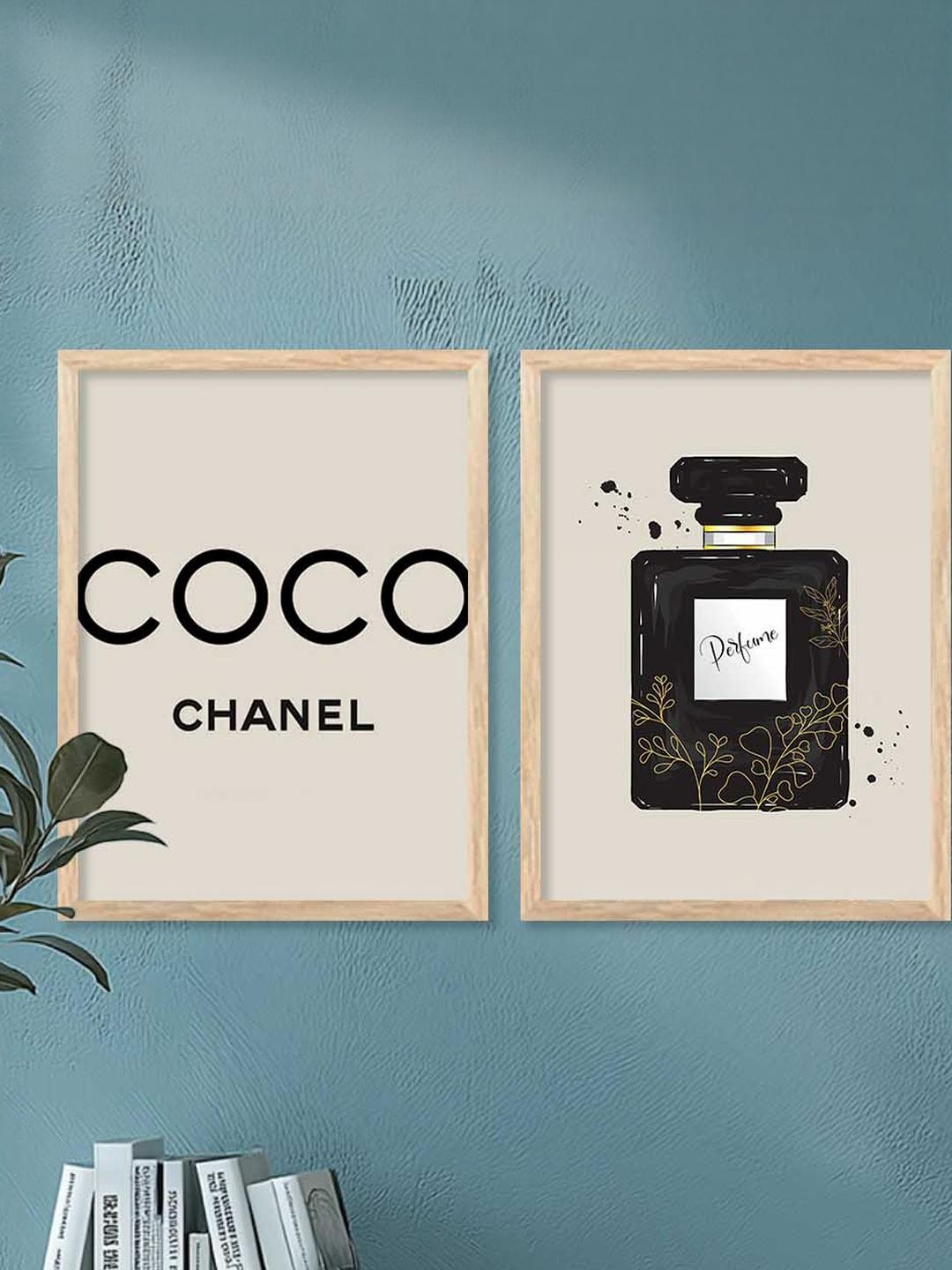 WALLLANE Brown & Black Wall Paintings With Wood  Frame (2 Piece)