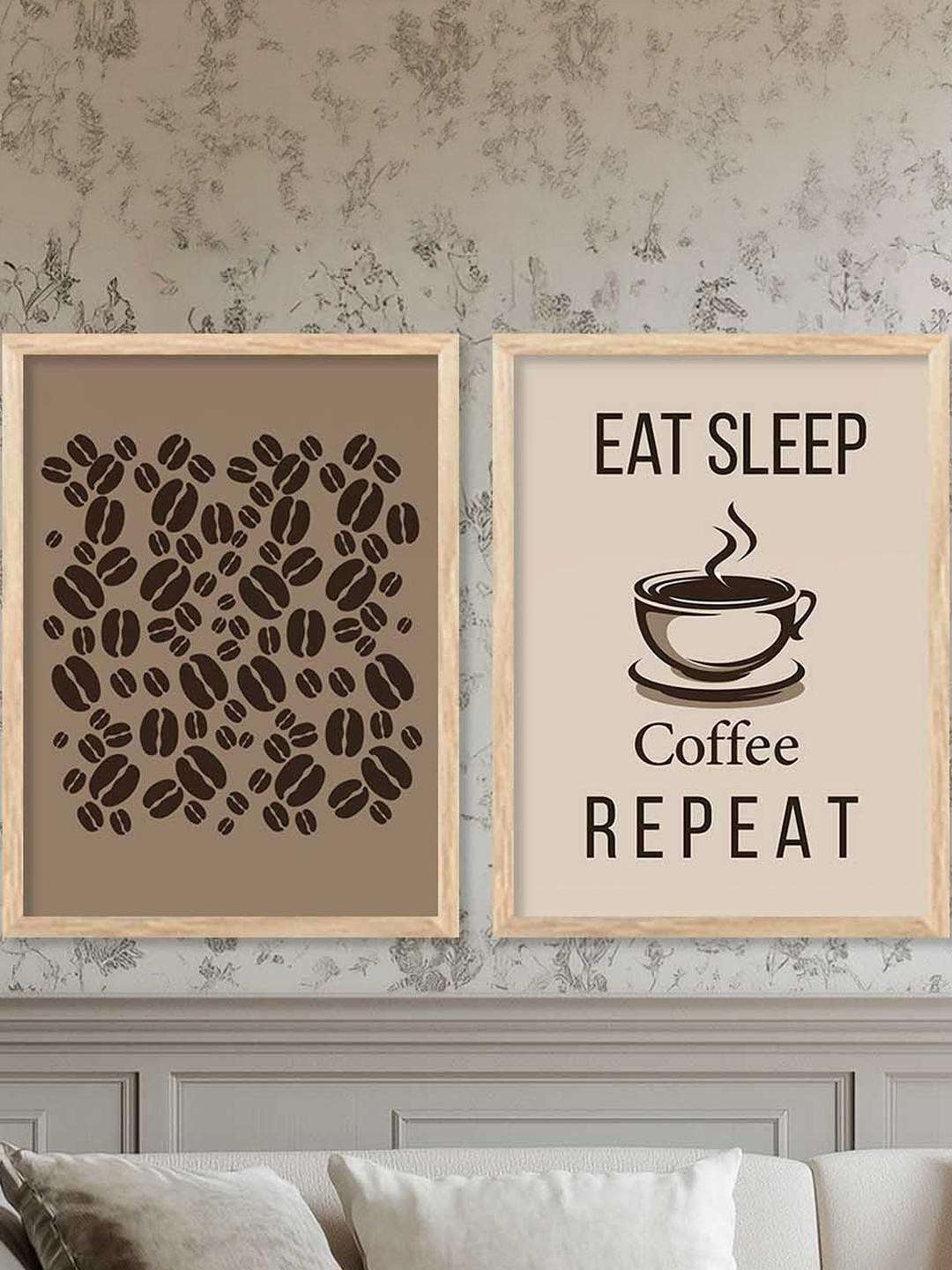 WALLLANE Multicoloured Set of 2 Wood Abstract Wall Paintings