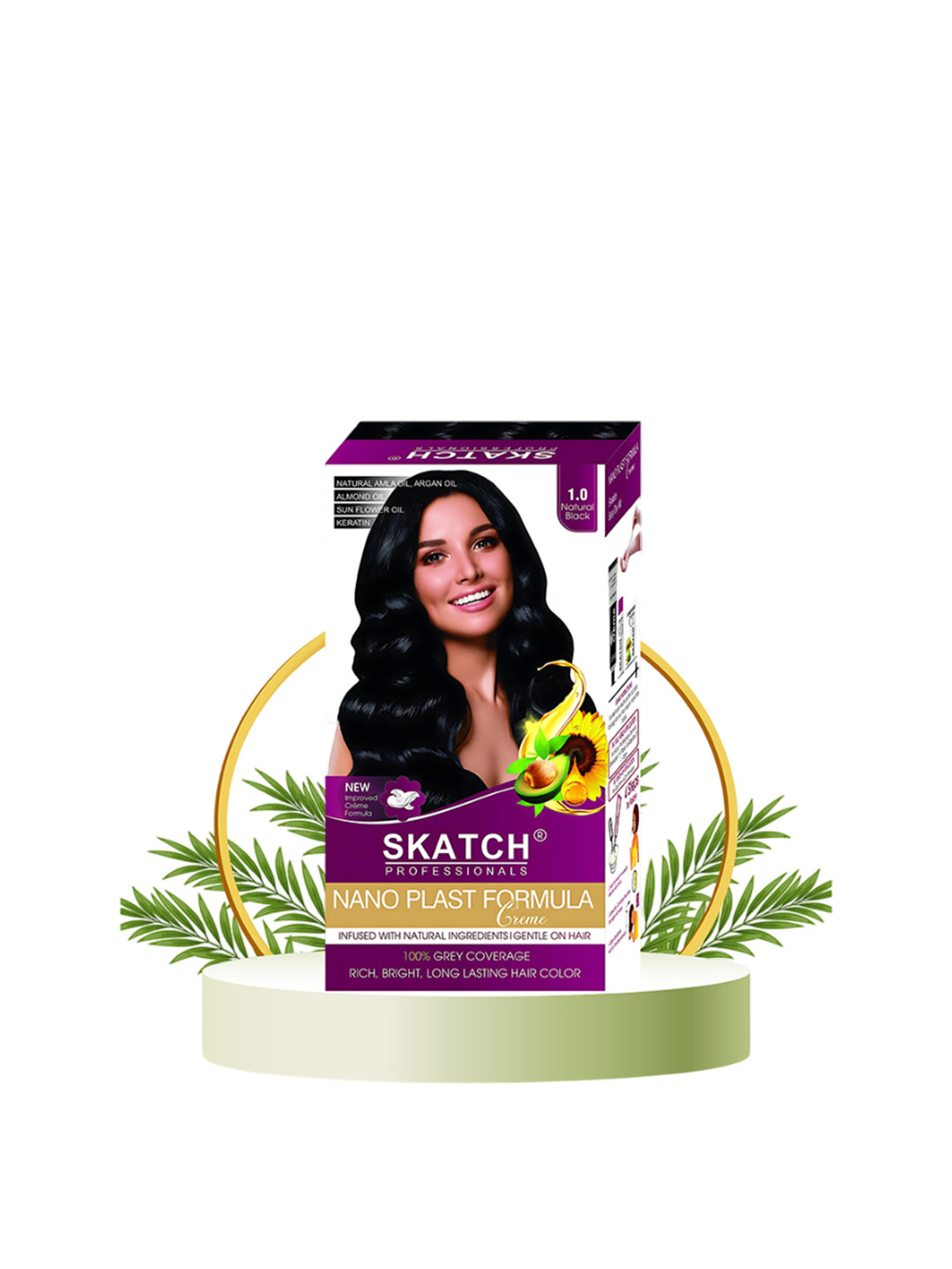 SKATCH PROFESSIONALS Nano Plast Formula Hair Color With Argan Oil - 100 g - Natural Black