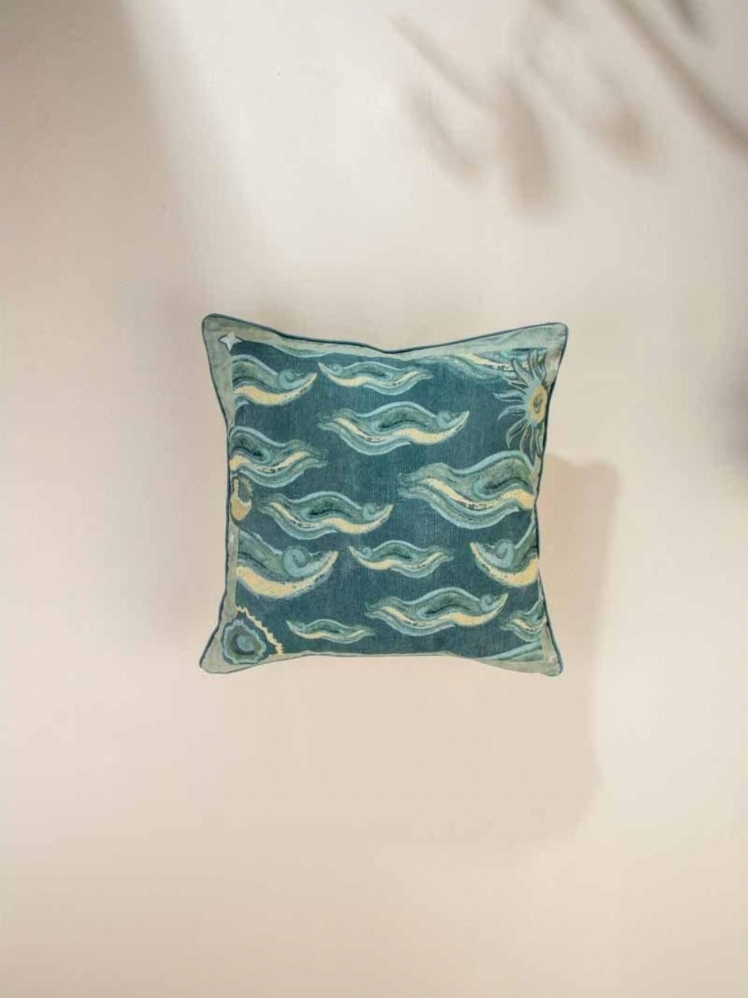 FREEDOM TREE Silver Lining Grey & Peach Abstract Pure Cotton Square Cushion Cover