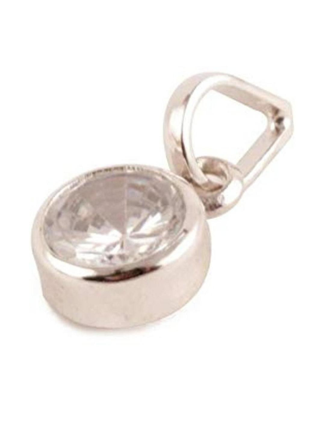 AURRA STORES Silver Plated Circular Clear Zircon Stone in Brass Base Pendant