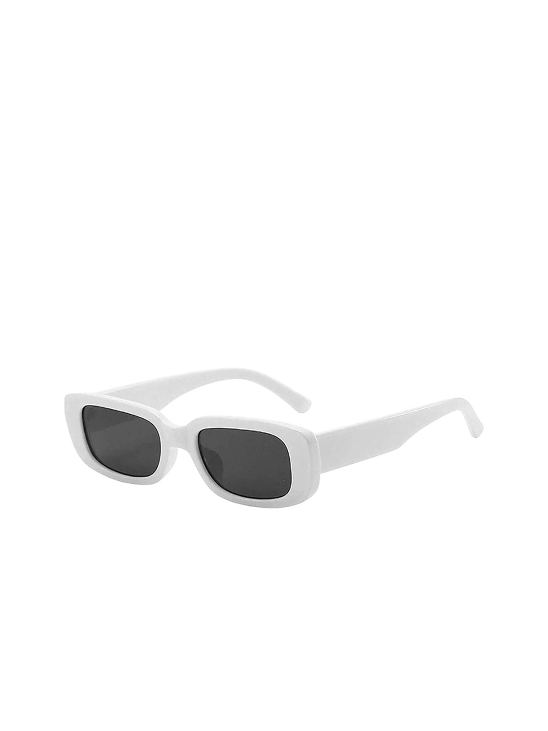 LEGEND EYEWEAR Unisex Black Lens & White Square Sunglasses with