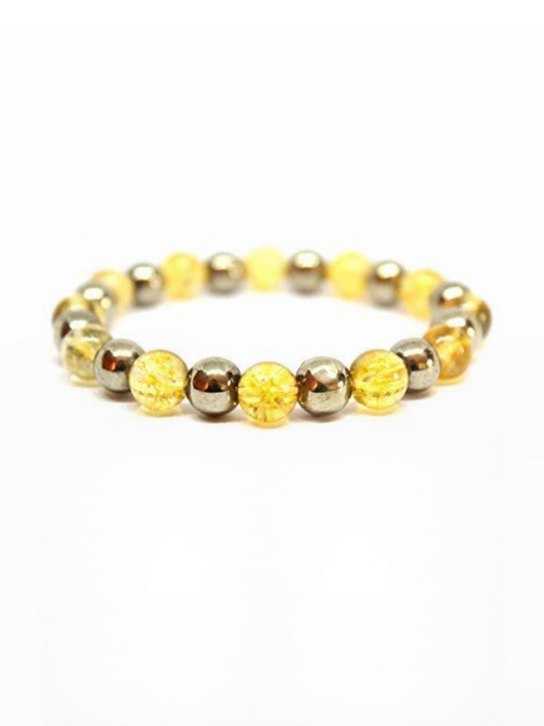 VIBESLE Unisex Gold Plated Bead Yellow Crystals Bracelet