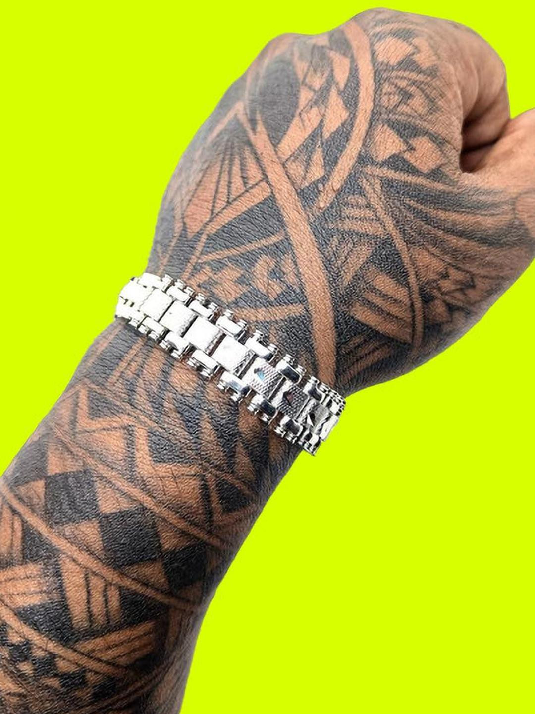 Dynamic Retail Global Men Silver-Tone Stainless Steel Link Bracelet with Lobster Closure