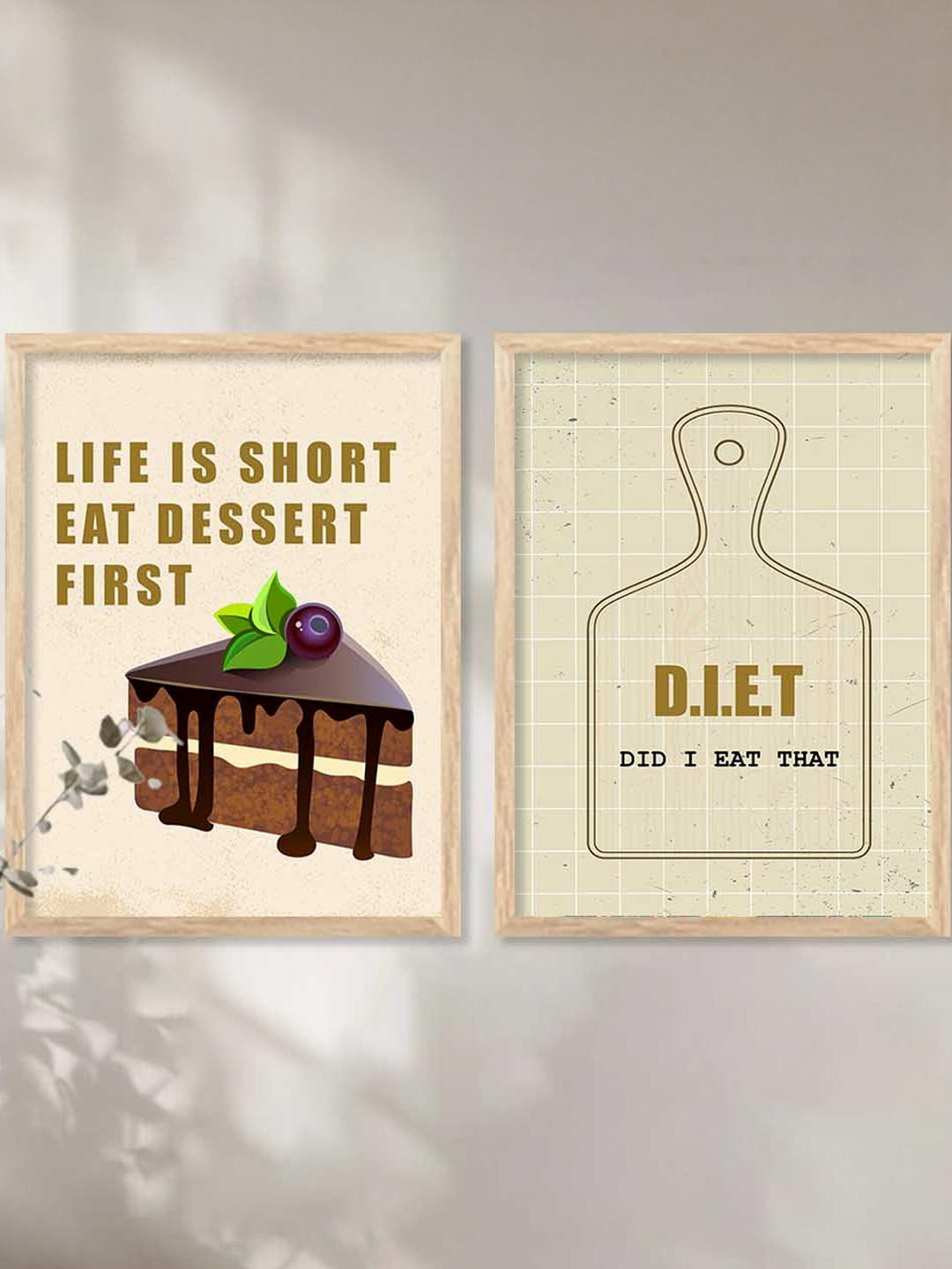 WALLLANE Brown 2Pc Wood Restaurant Wall Paintings