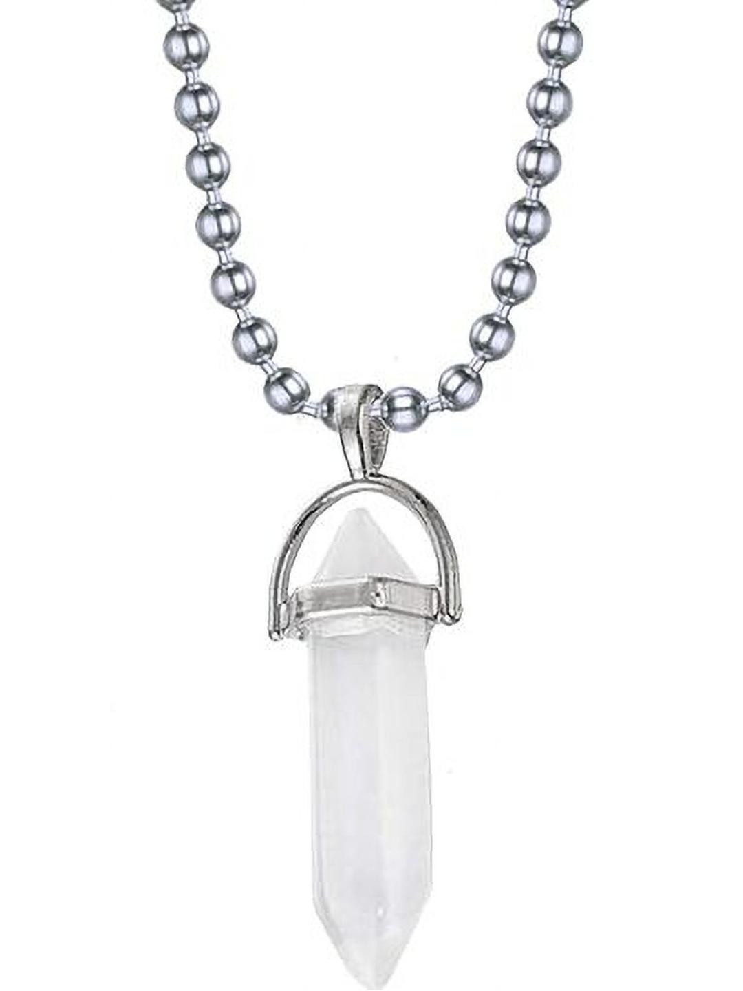 VIBESLE Silver Pendants with White Stone