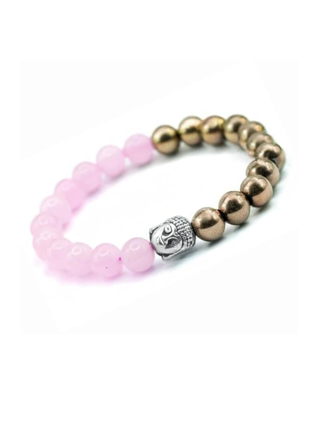 VIBESLE Unisex Rose Quartz Bracelet with Buddha Charm